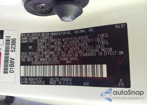 2008 Toyota Sienna Le from USA, damaged, VIN 5TDZK23C48S123375